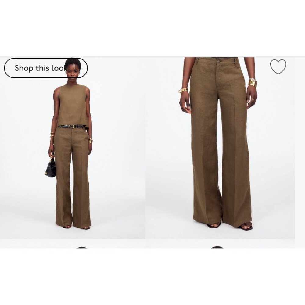 Madewell Wide Leg Pants in Olive Brown